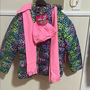 Colorful Blue and Green Puffer Jacket